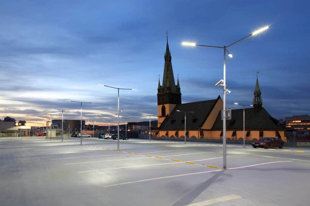 A church parkiing ground where an RV can park overnight