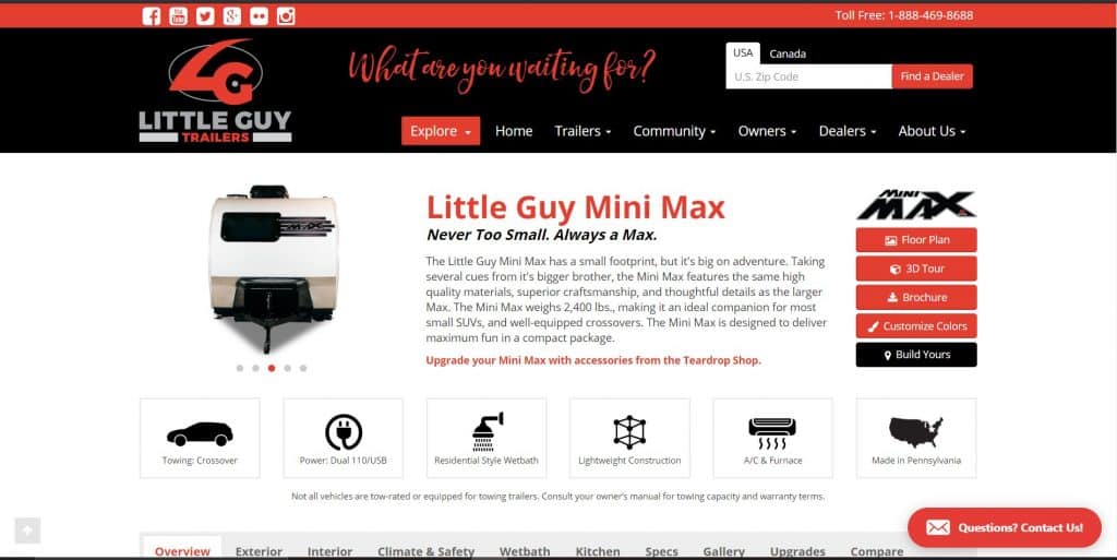 LittleGuyTrailers website homepage