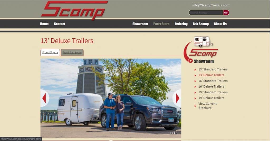 Scamp website homepage