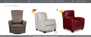 Opulence Home website product page for furniture