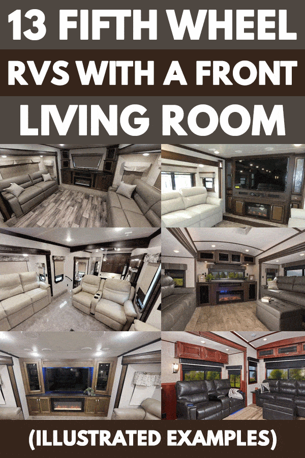 Interior of a fifth wheel RV with a front living room, 13 Fifth Wheel RVs With A Front Living Room [Illustrated Examples]
