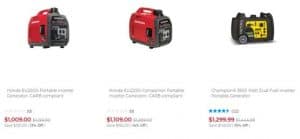 Camping world website product page for generators