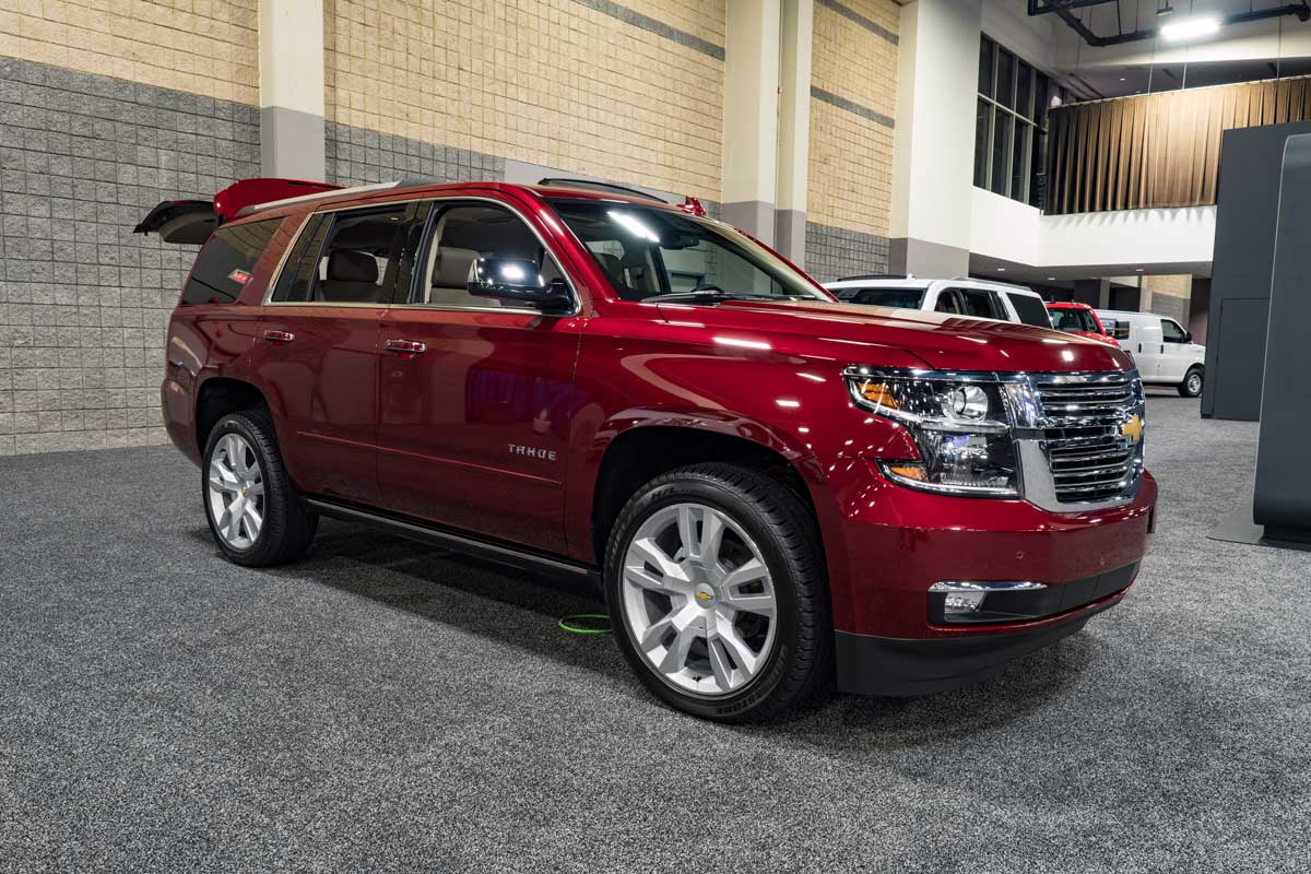 A red Chevrolet Tahoe on display, What Size Trailer Can A Chevy Tahoe Pull