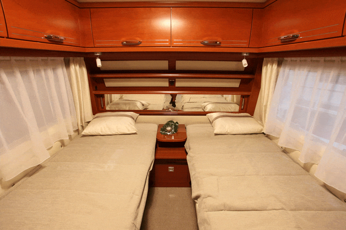 Travel trailer interior with twin beds, 12 Travel Trailers With Twin Beds