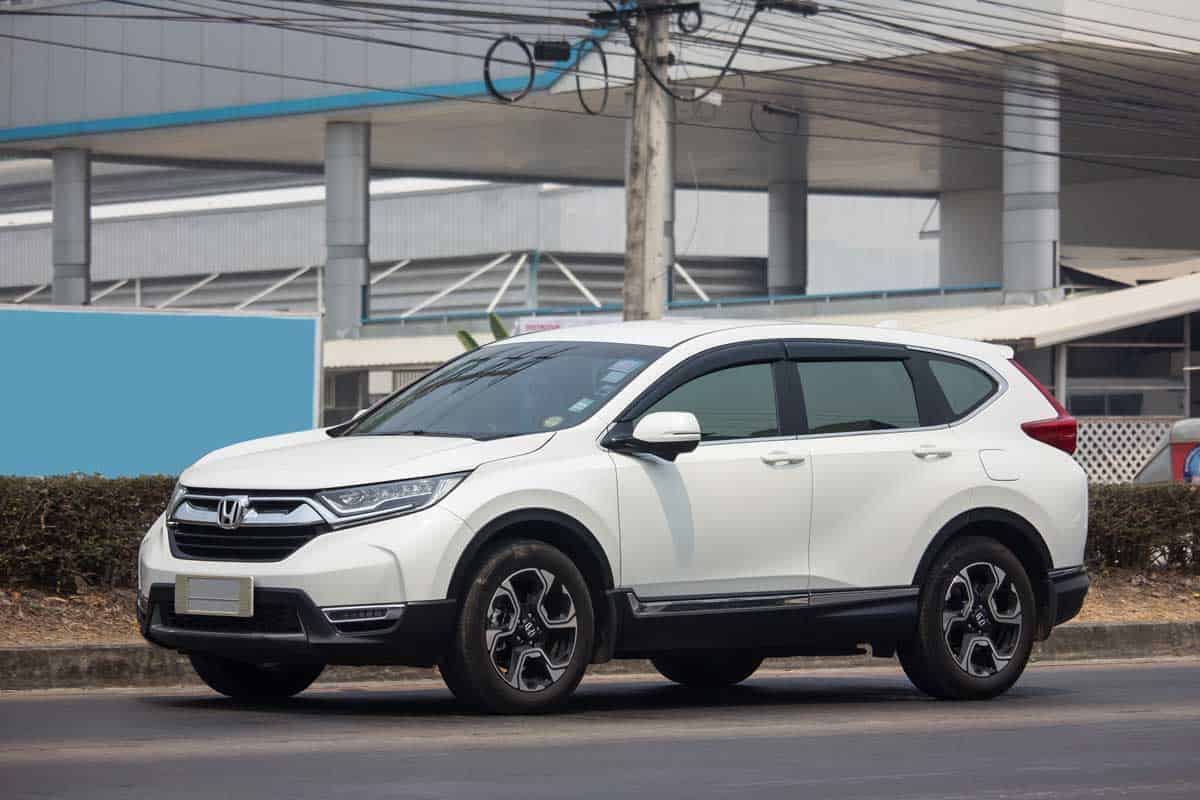 2019 White Honda CR-V on road
