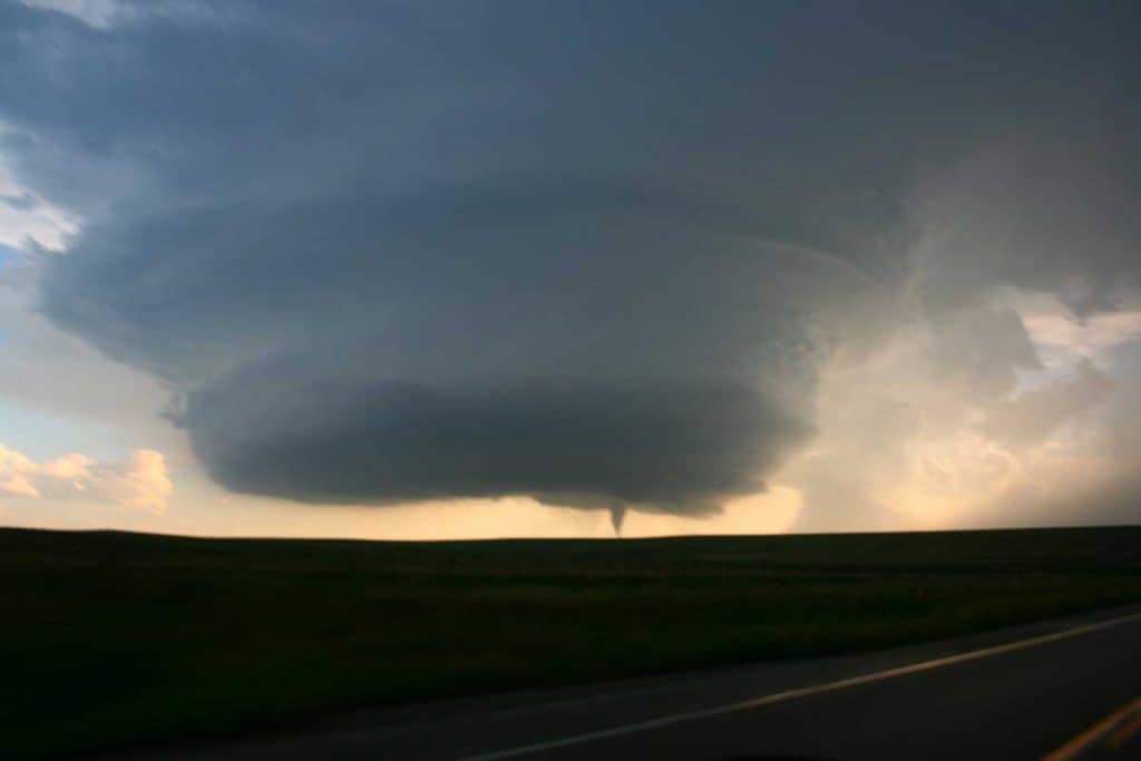 Huge tornado forming captured from a distance
