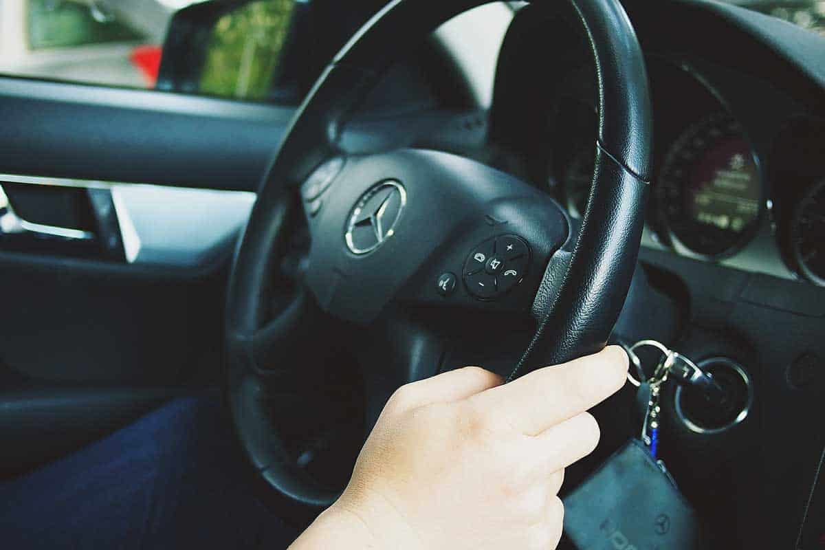 Steering wheel of a Mercedes car