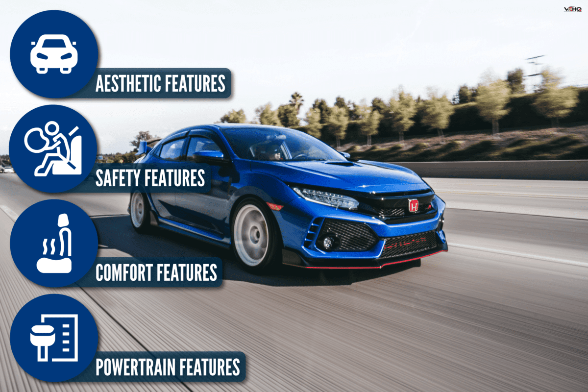 brand new Honda Civic Type R version metallic blue paint on the road, What-Is-“Trim”-On-A-Car