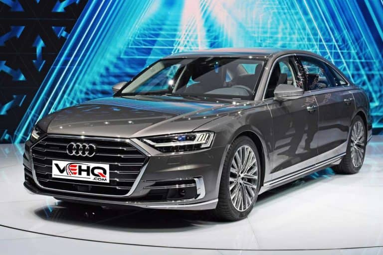 Premiere of extremely luxurious limousine Audi A8 on the motor show., How Wide is the Average Car? [Inc. 20 Examples]