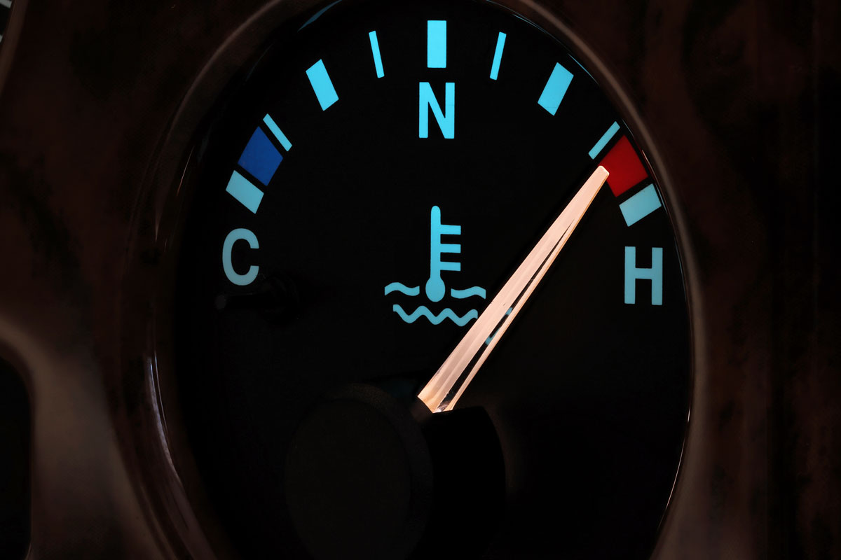 temperature gauge car dashboard illuminated night