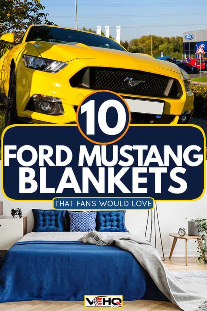 Ford Mustang and blanket on bed collage photo, 10 Ford Mustang Blankets That Fans Would LOVE