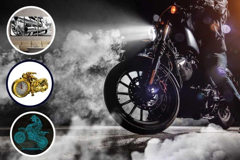 Close up of high power motorcycle chopper with man rider at night. 17 Unique Gifts For Motorcycle Riders