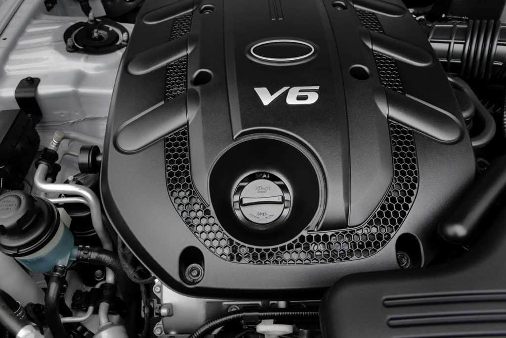 A powerful brand new V6 car engine