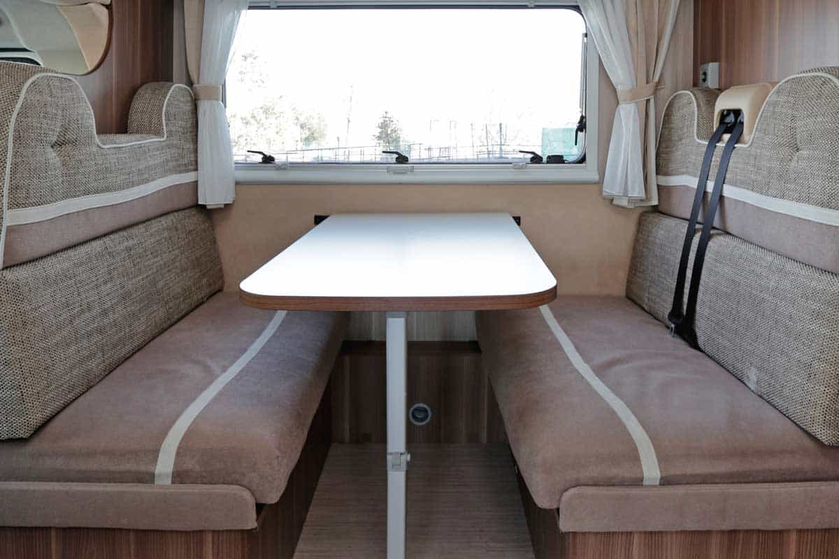 RV Dinette Booth Interior for four, What Are the Typical Dinette Booth Dimensions in an RV?