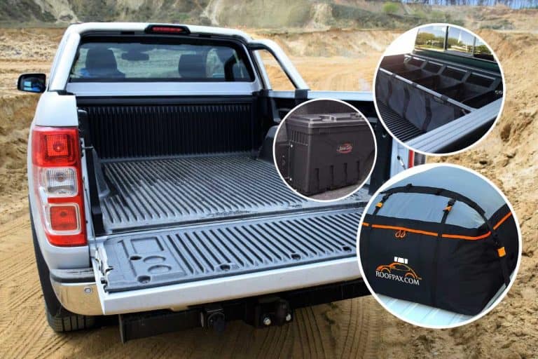 A collage of pickup truck storage with cargo bed of Ford Ranger pickup truck on the background, 6 Pickup Storage Solutions For A Well-Organized Ride