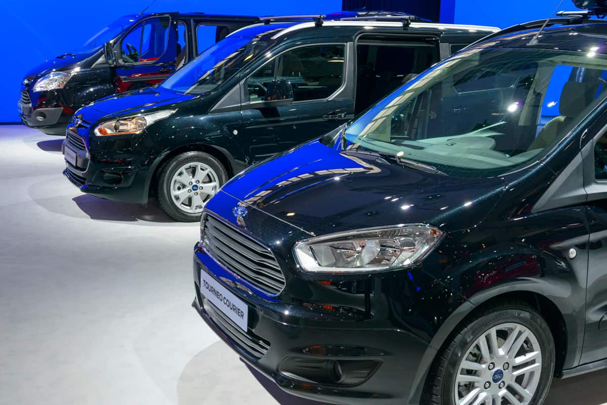 Black colored Ford Transit on display at a car show
