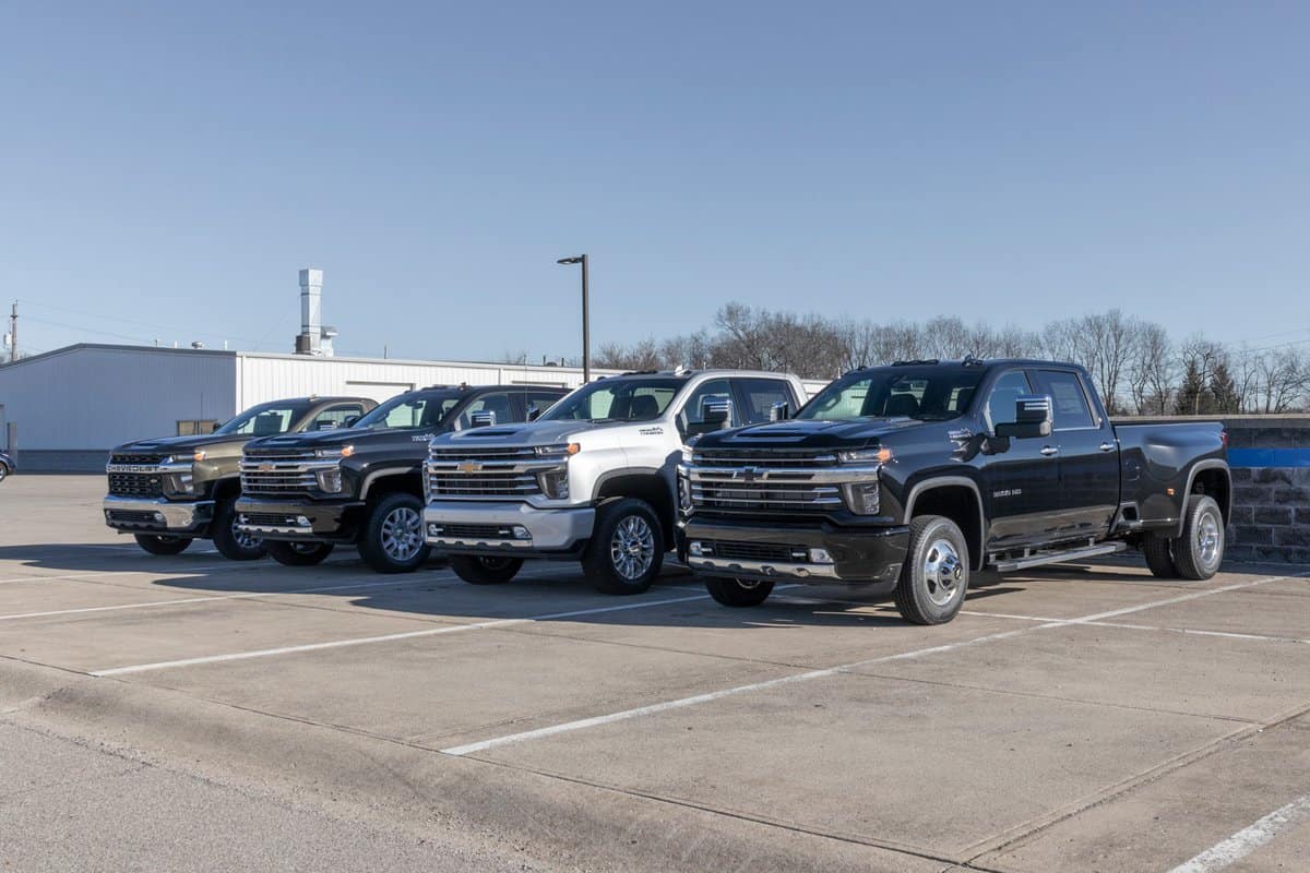Chevrolet Heavy Duty pickup truck lineup. Chevy features 1500, 2500 and 3500HD trucks.