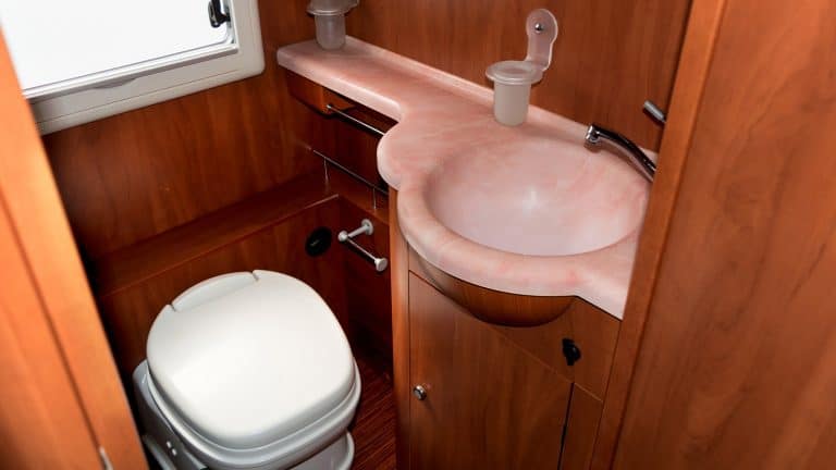 Small camper bathroom with sink 1600x900