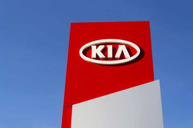 A huge Kia logo on a post outside a Kia dealership, Does The Kia Telluride Have Remote Start?