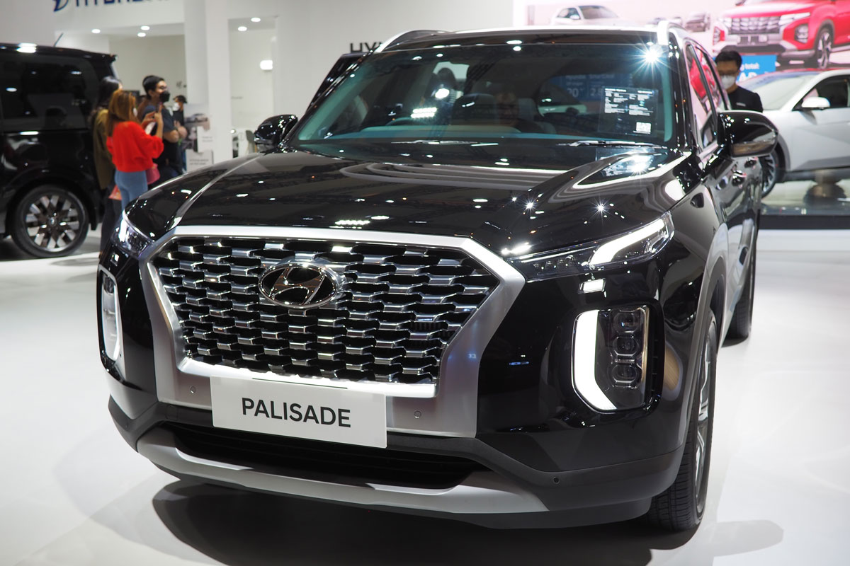 A Hyundai Palisade car at the Indonesia International Motor Show 2022 automotive event