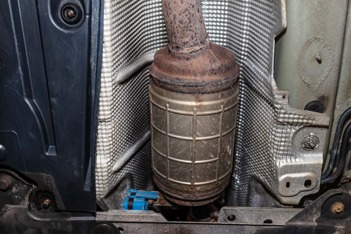 A photo of a cars catalytic converter