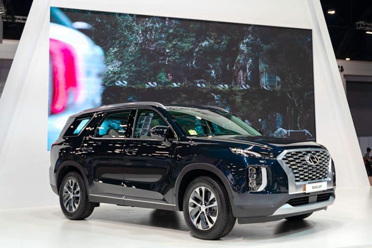 Hyundai Palisade Exclusive SUV with beautiful exhibition design boot show on display in 42th Bangkok International Motor Show
