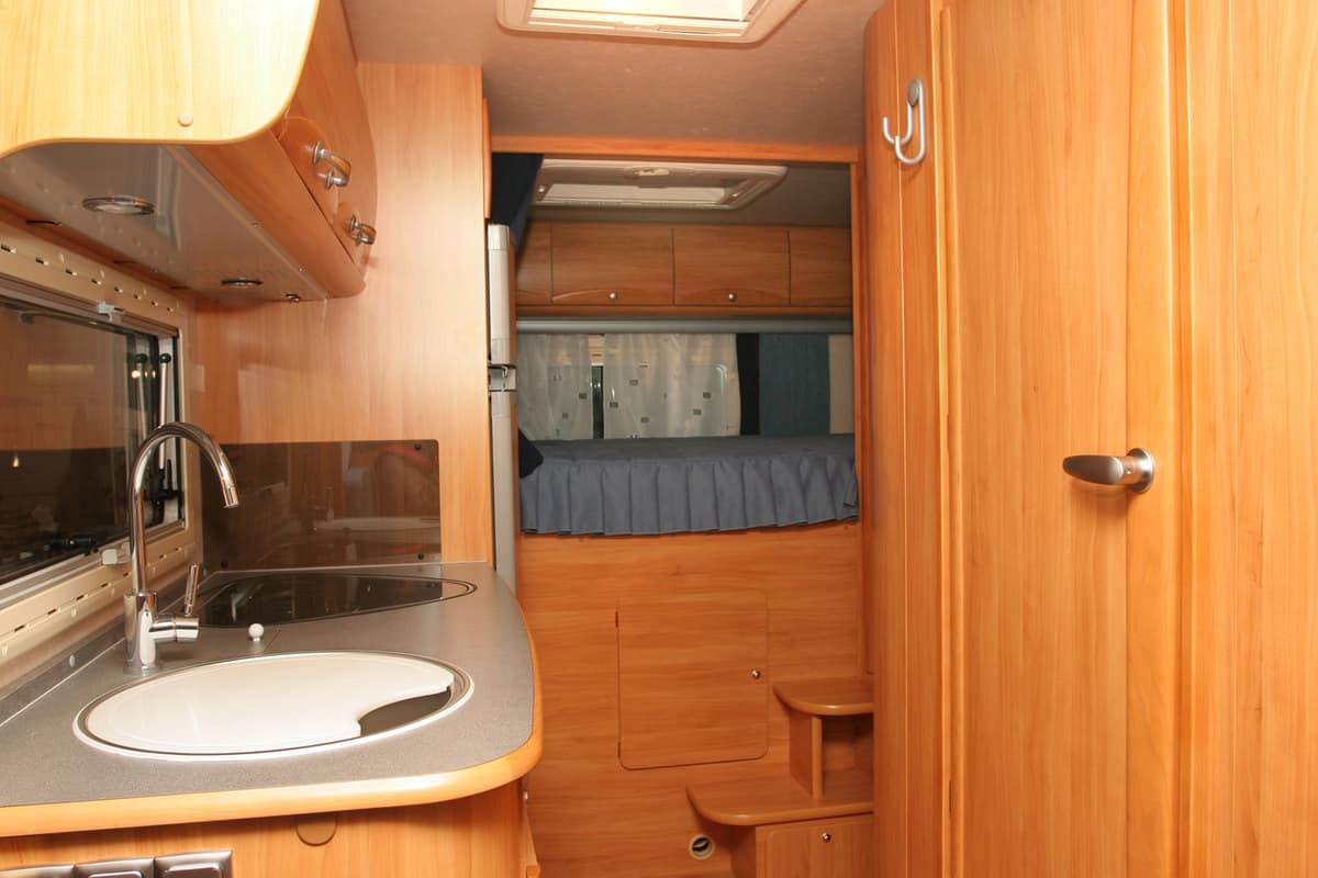 Compact interior of a bathroom motorhome with non working light , recreational vehicle, RV Bathroom Light Not Working - What To Do