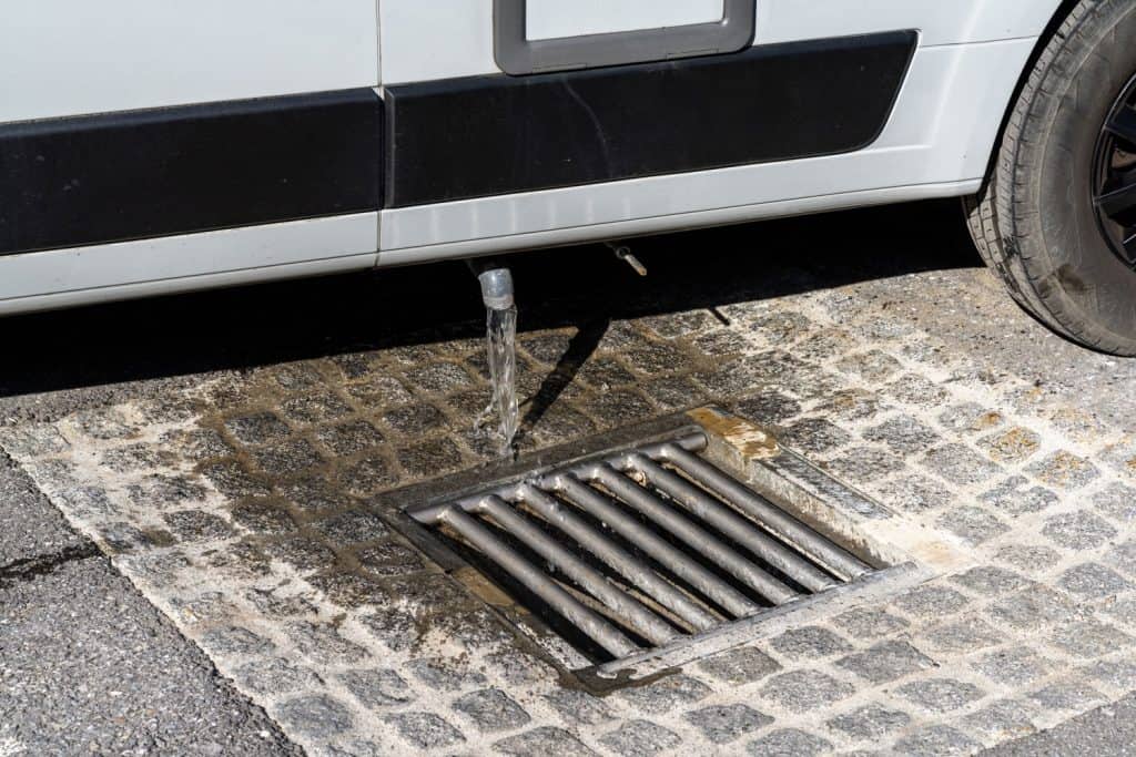 Disposal of waste water and gray water inside a camper van