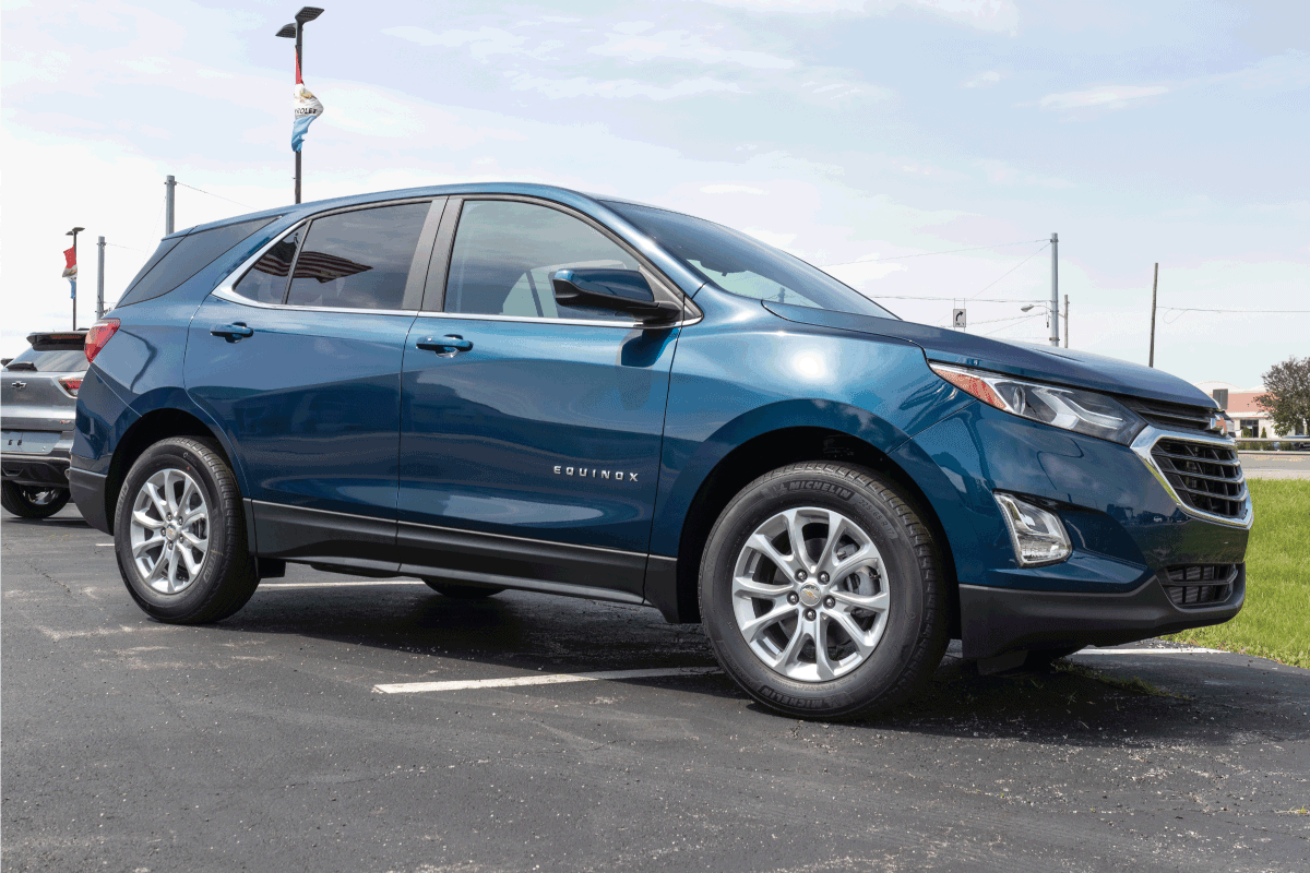 blue chevy equinox on display at the open parking of a dealer. How Much Weight Can A Chevy Equinox Carry