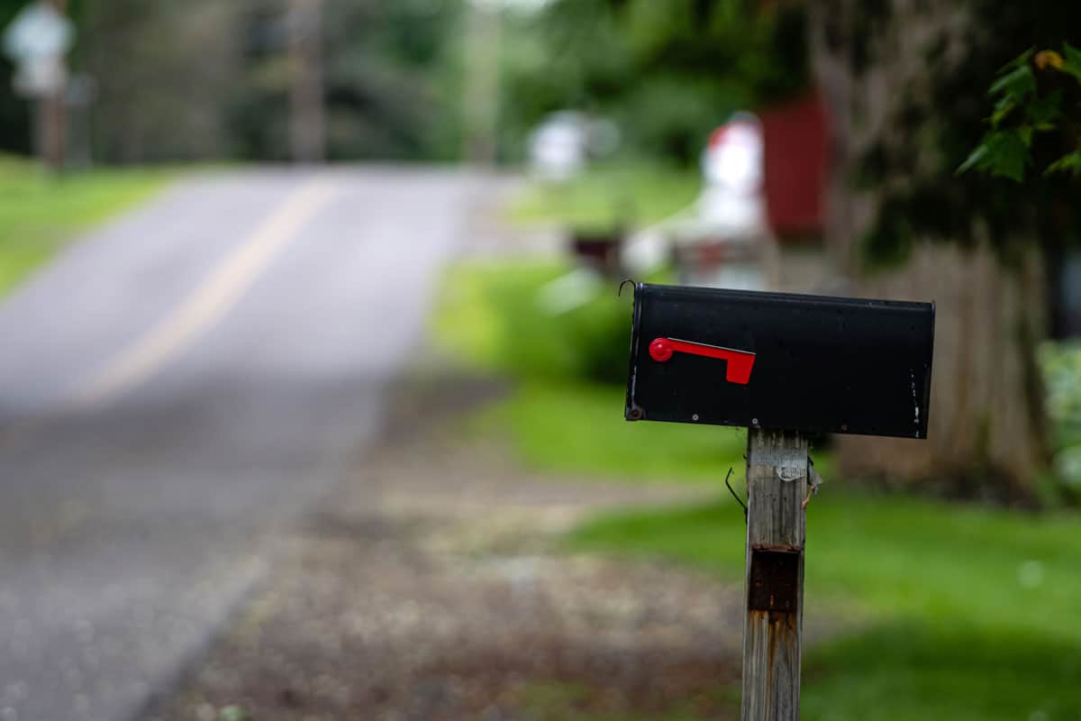 traditional american mailbox on side village
