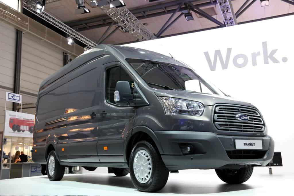 A huge gray colored Ford transit parked for display at a motorshow, Ford Transit Not Starting - What Could Be Wrong?