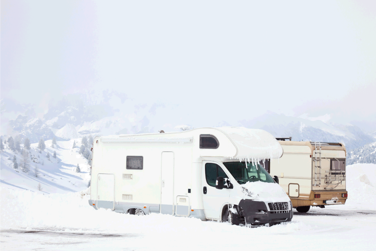 Snowed-motorhomes-at-winter-mountains.-How-To-Keep-The-RV's-Grey-Water-Tank-From-Freezing