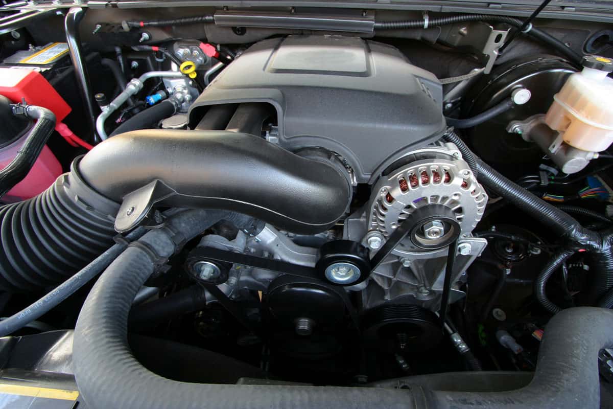The engine compartment of a new ram