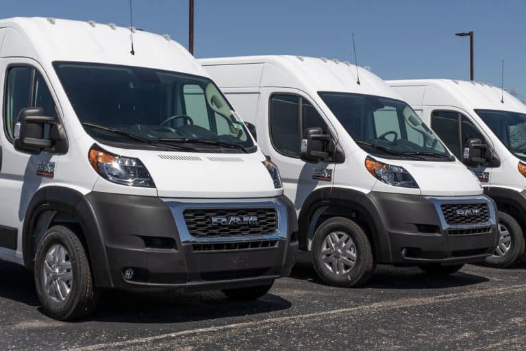 Three Ram Promast er 2500 full sized vans parked on the side of a parking lot, How Big Is A Ram ProMaster? [2500 And 3500 Models]