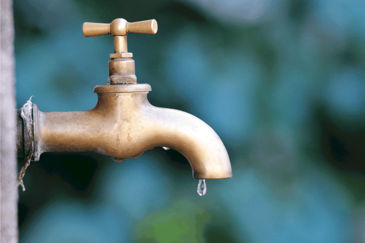 Metallic faucet with water drop