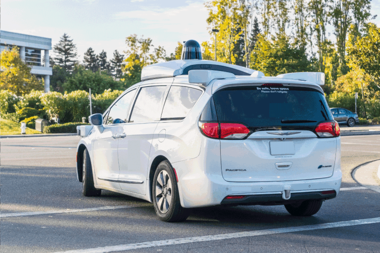 chrysler pacifica with self driving capabilities on a public road for testing