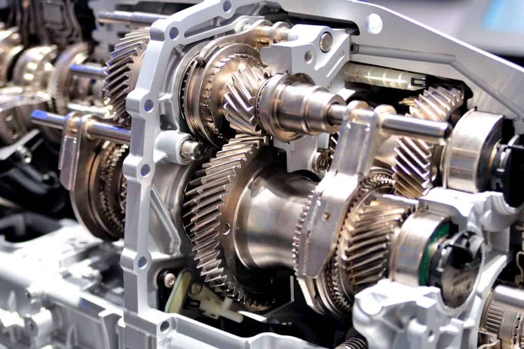 An up close photo of a clean and sectional view of a car gearbox