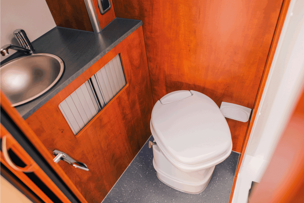 Camper RV Toilet Bathroom with wood accents