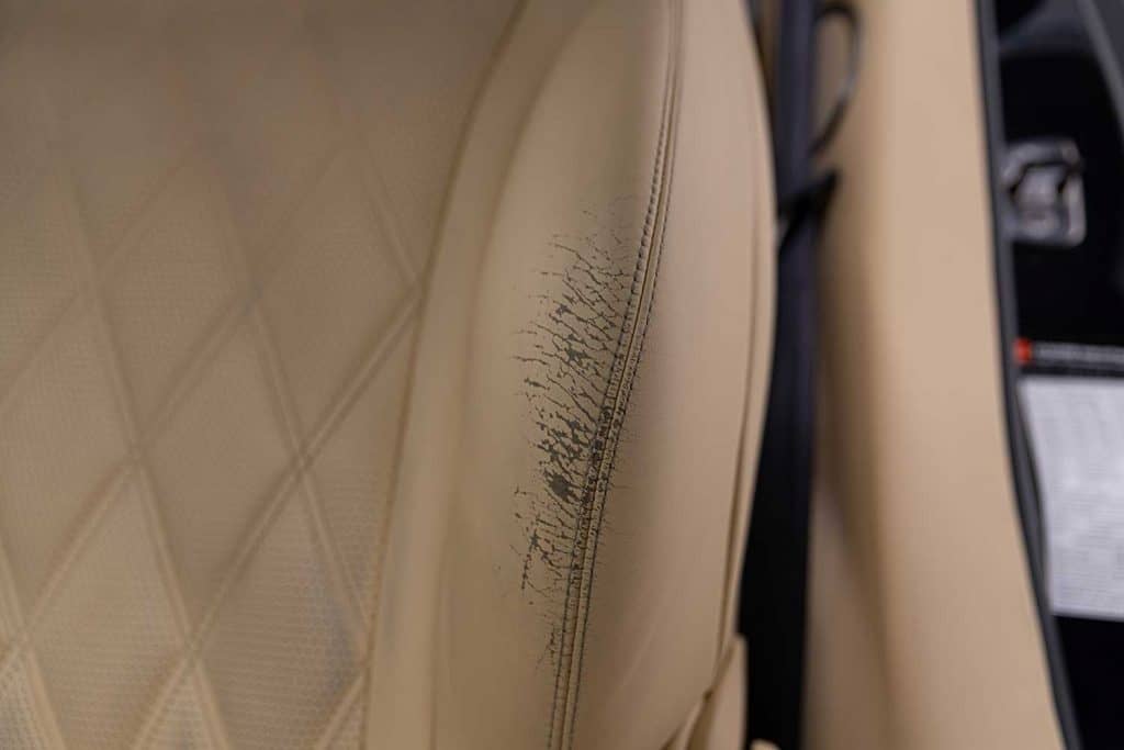Damaged car leather seat