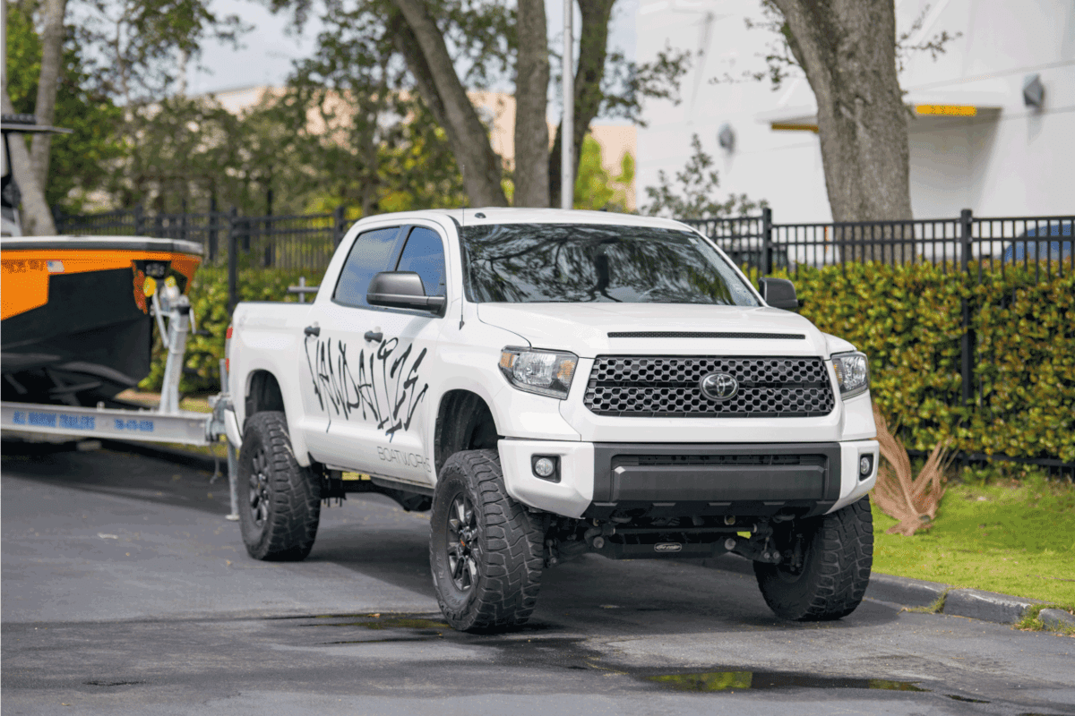 Image of a modified Toyota Tundra for off road trail and towing. What Size Travel Trailer Can A Tundra Pull