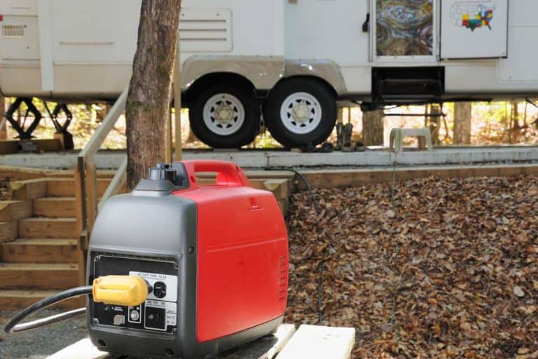 Portable generator connected to RV travel trailer, What Size Generator Do You Need For A Toy Hauler RV?
