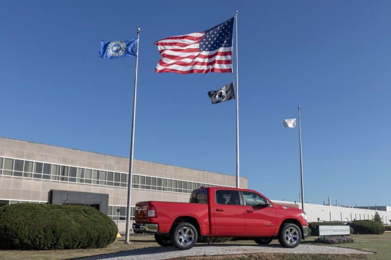 Ram 1500 display and American Flag at the Chrysler Transmission plant, Can A Dodge Ram 1500 Pull A Toy Hauler?
