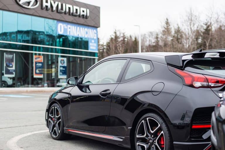 A black colored Hyundai Veloster N parked outside a Hyundai dealership, Hyundai Veloster Won't Start - What Could Be Wrong?