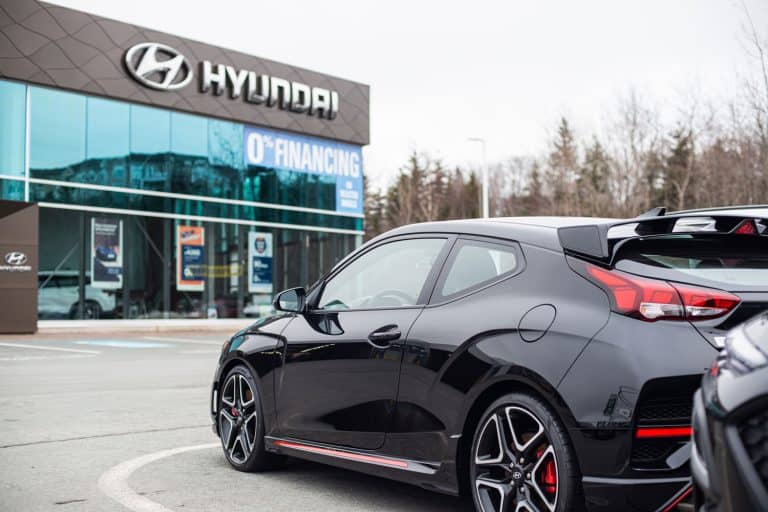 2021 Hyundai Veloster N hatchback at a dealership, Can You Flat Tow A Hyundai Veloster?