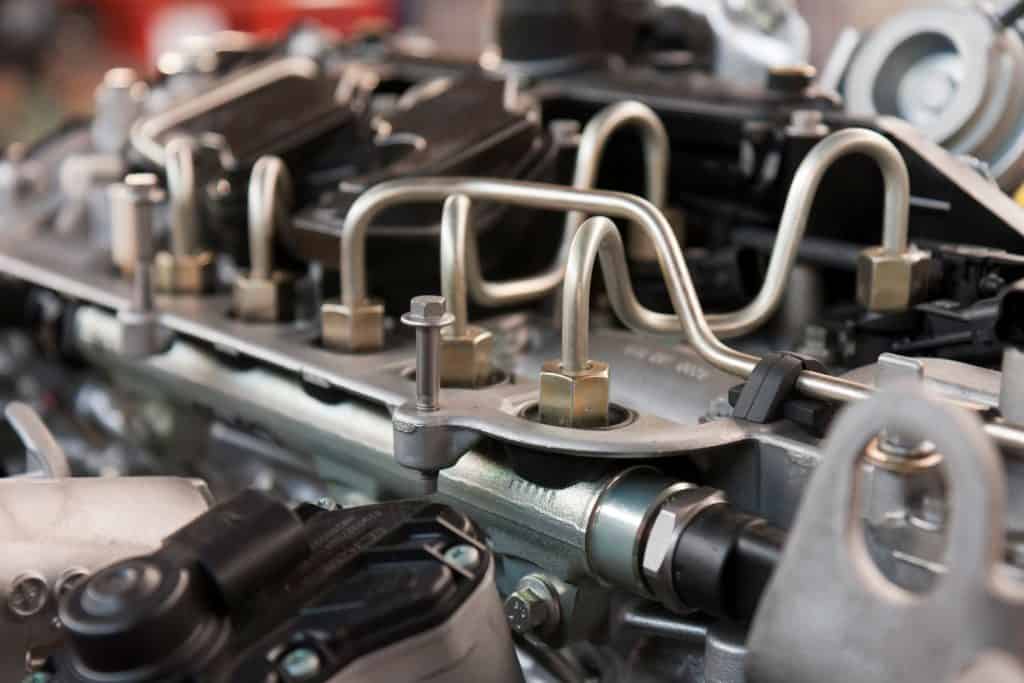 A fuel system in the engine of a car