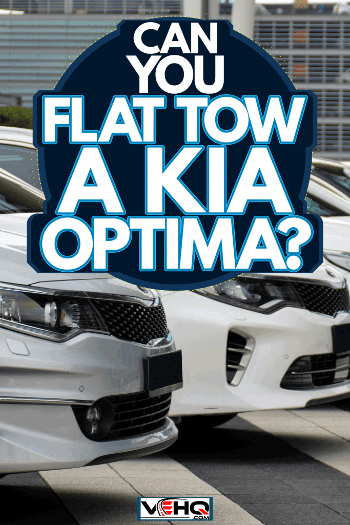 A line up of Kia Optimas at a dealership, Can You Flat Tow A Kia Optima?