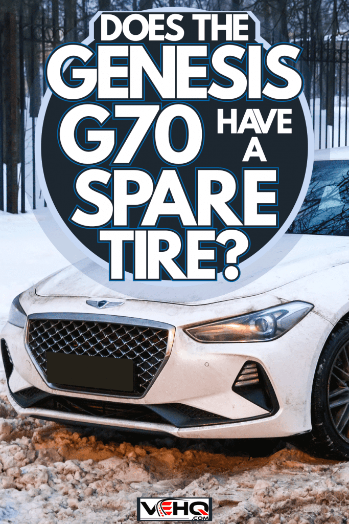 A white Genesis G70 on the side of a snowy road, Does The Genesis G70 Have A Spare Tire?