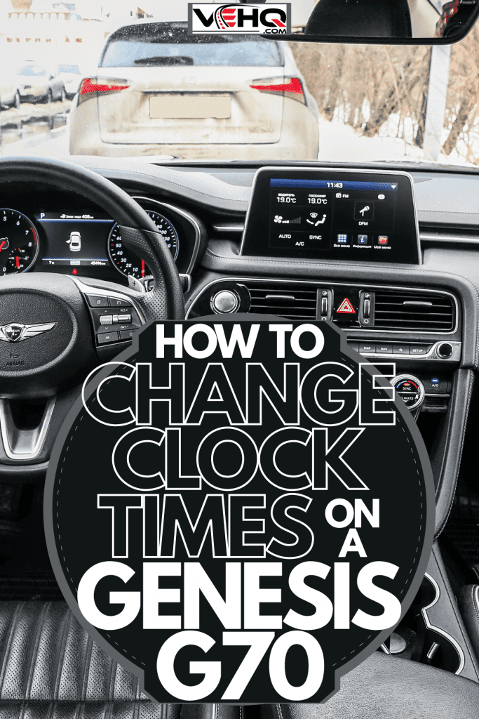 Interior of a luxurious leather dashboard of a Genesis G70, How To Change Clock Times On A Genesis G70
