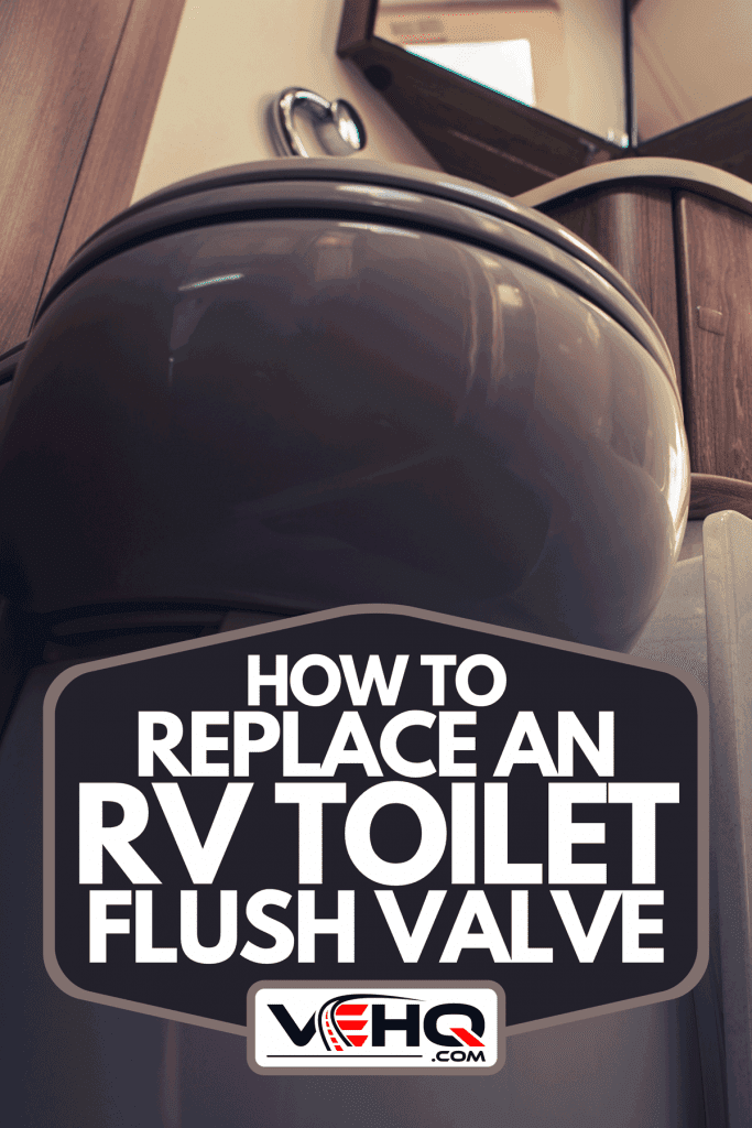 An RV camper bathroom toilet, How To Replace An RV Toilet Flush Valve