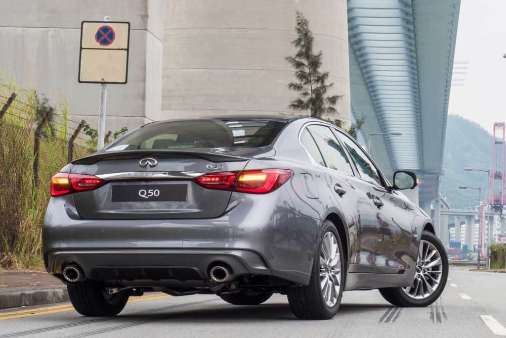 Infiniti Q50 on highway for test drive